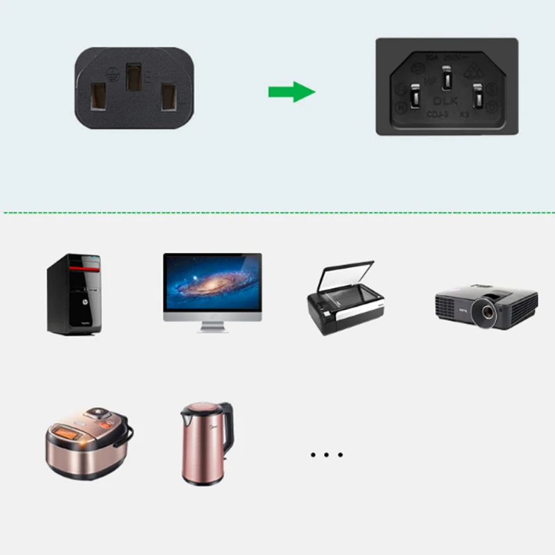 1x сердечник из чистой меди 3-контактный 1,5 м 1,8 США Стандартный IEC C13 Питание кабельный ввод линия провода для портативных ПК Максимальная нагрузка 10A 2500W