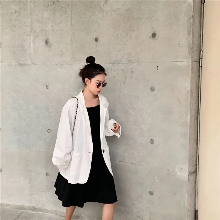 

Photo Shoot 2019 Spring And Summer WOMEN'S Dress New Style Loose Cotton Linen Thin Small Suit Coat