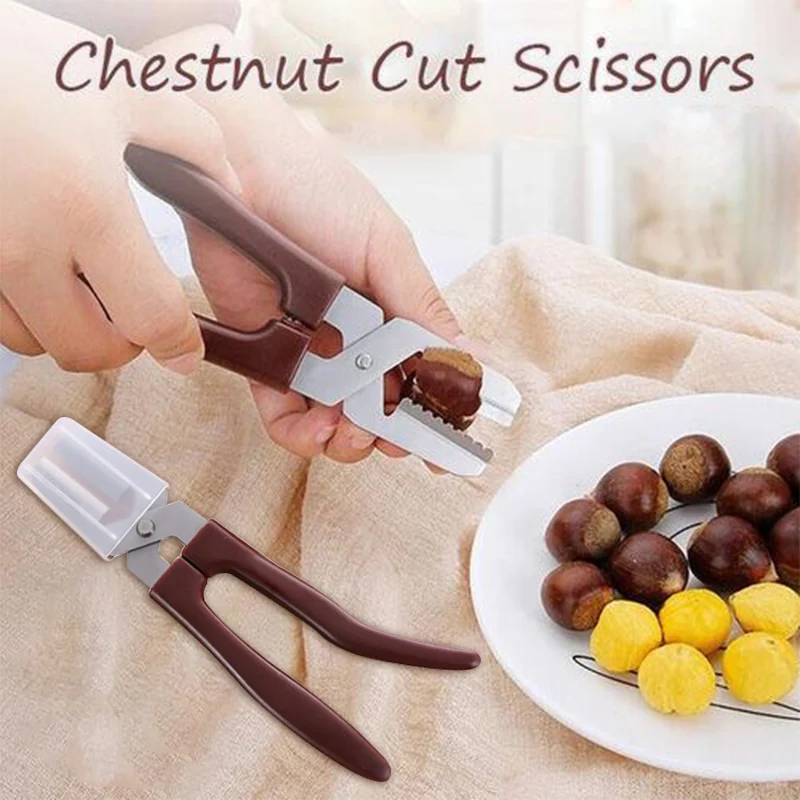 

Chestnut Cut Scissors Portable Stainless Steel Walnuts Nuts Opener Clip with Spring QP2
