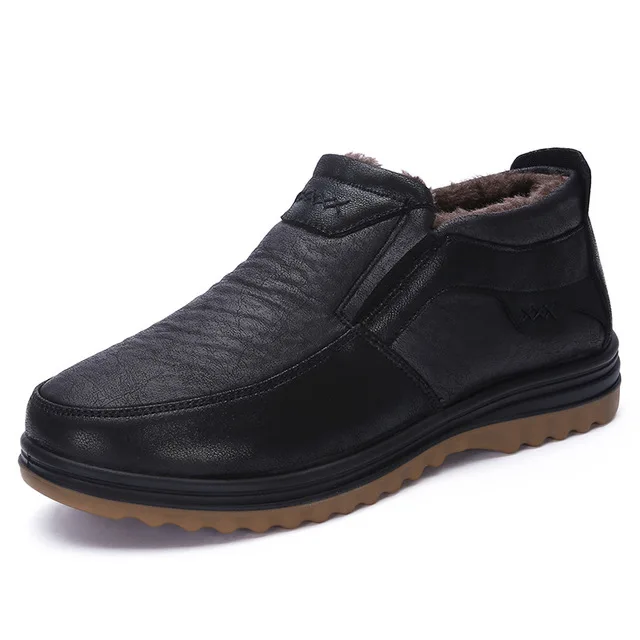 Классическая мужская зимняя обувь из хлопка; Zapatillas; утепленная бархатная теплая обувь; очень удобные мужские ботинки с мягкой нескользящей подошвой - Цвет: Черный