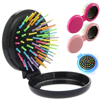 

ABS Quality Plastic Portable Round Folding Pocket Hair Pop-Up Hair Brush Design Anti-Static Mini Hair Comb Travel Up Pocket Comb