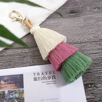 

Girlgo Tassel Macrame Keychains for Women Boho Handmade Fiberlove key Holder Keyring Macrame Bag Charm Car Hanging Jewelry Gifts