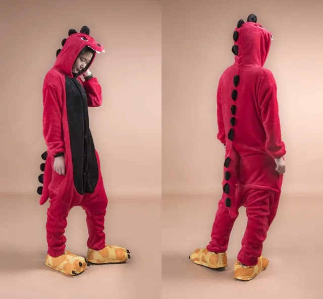 Мультфильм пижама в виде единорога все в одном куртка с капюшоном с рисунком «звезда на Хэллоуин в виде единорога косплейные животные пижамы Стич Для женщин; теплая одежда для сна, один размер - Цвет: mc5081 red dragon
