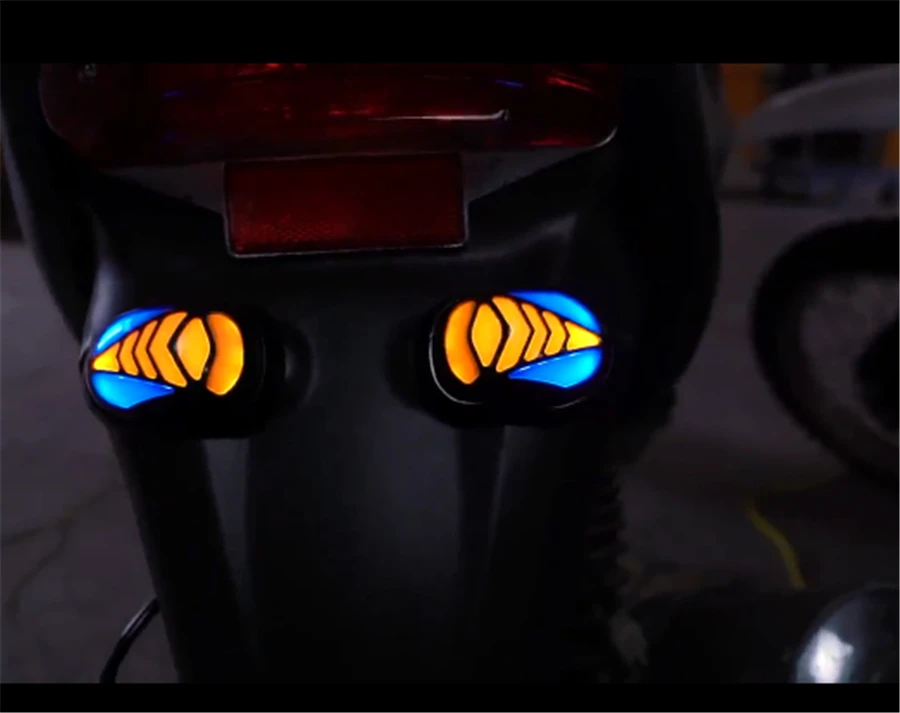 4Pcs Motorcycle DRL Flowing LED Turn Signal Indicator Stop Braking Taillight Light Yellow Red White