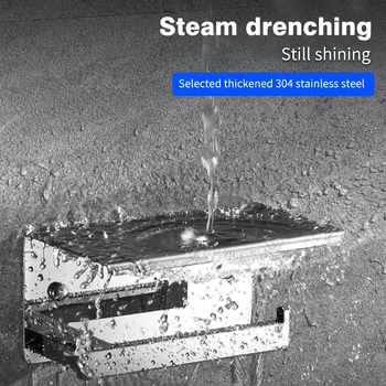 

Roll Paper Holder Easy Install Rustproof Kitchen Bathroom Free Punch Toilet Wall Mounted Durable Space Saving Stainless Steel