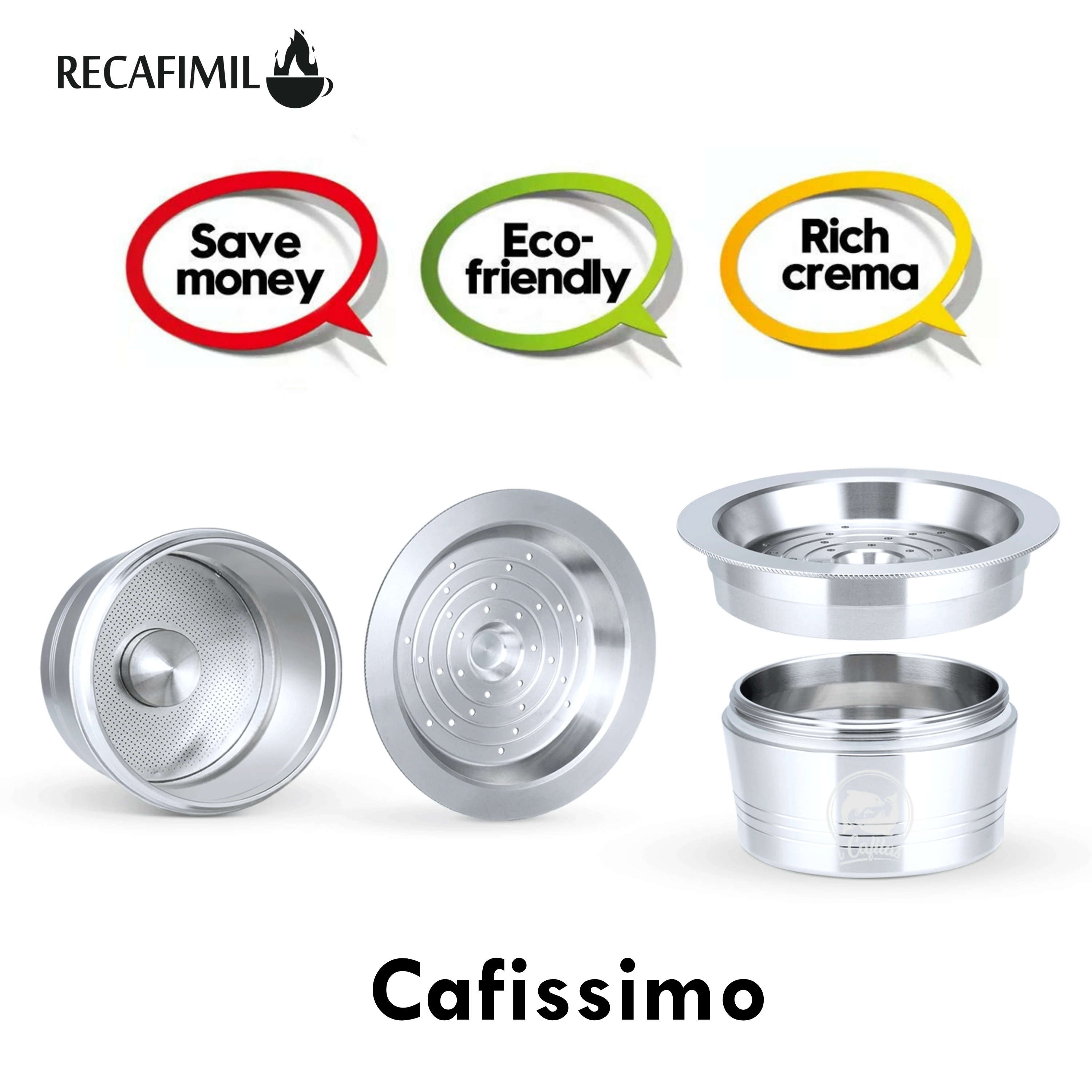 RECAFIMIL Reusable Coffee Capsule Stainless Steel Coffee Filters Capsule Filter for Tchibo Cafissimo Caffitaly Coffee Machine 70ml brewing volume stainless steel coffee capsules vertuoline pod filters cup