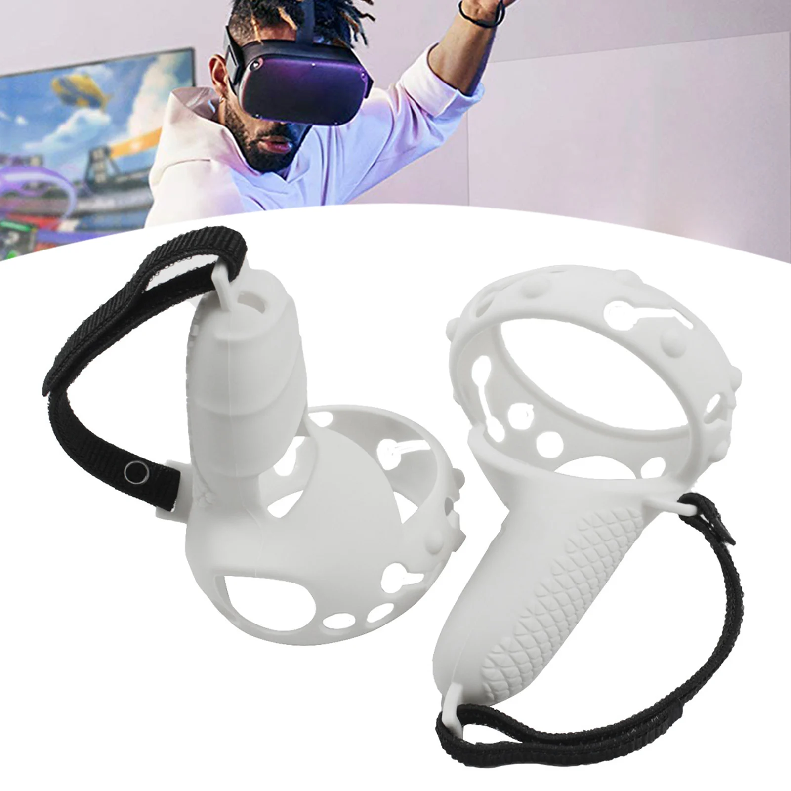 

For Oculus Quest 2 VR Headset Touch Controller Grip Cover Adjustable Knuckle Strap Non-slip Handle Protective Case For Quest2