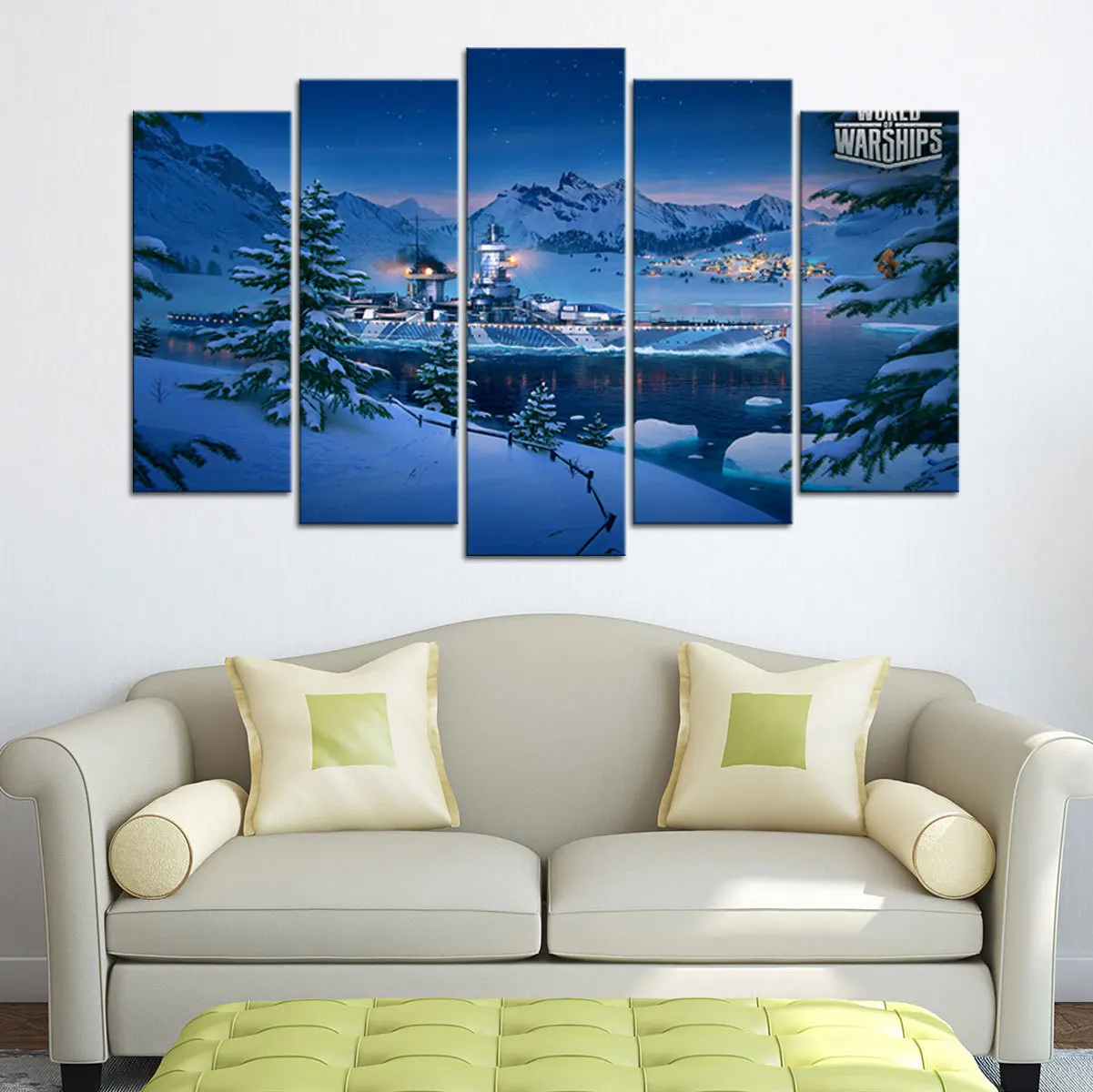 

5-Wall Art World Warships Christmas Winter Cruiser Landscape Christmas Decoration