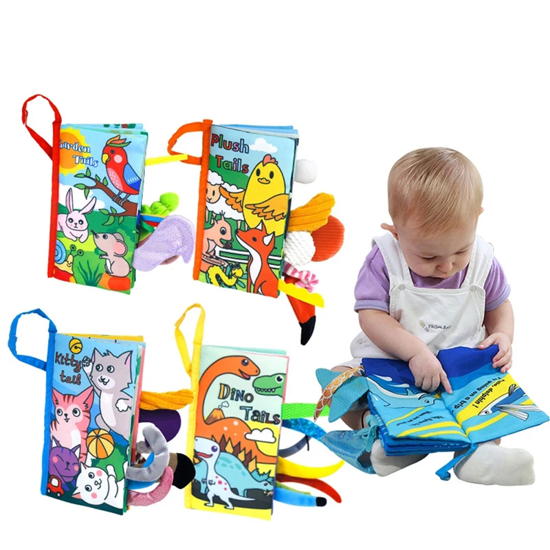 

Early Education Cloth Book Baby Boys Girls Cartoon Animal Tail Series Washable Enlightenment Toy Three-dimensional Cloth Book