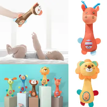 

Newest Arrival Baby Boy Girls Cartoon Toys Newborn Babies Soft Sound Animal Plush Handbells Squeeze Rattle Toy