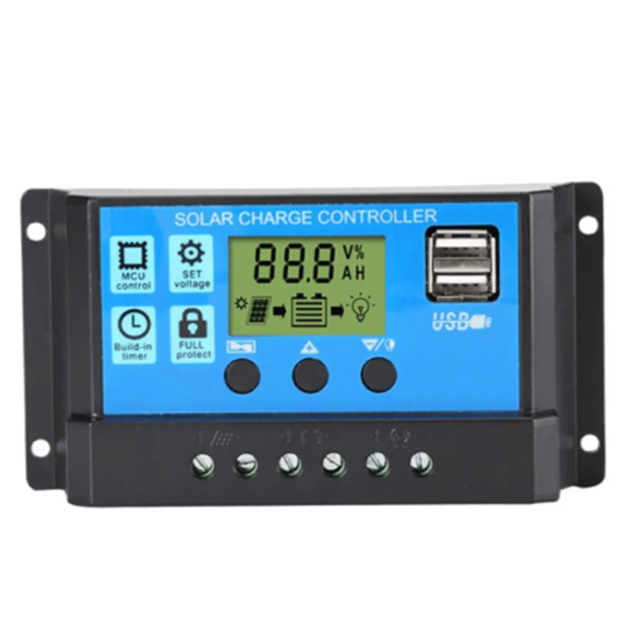 

PWM Solar Panel Regulator 30A 12V-24V Auto Dual USB Digital Display Solar Charge Controller for Lead Acid Batteries