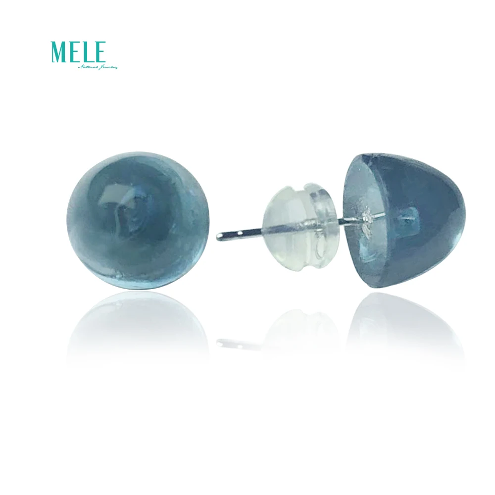 

Natural Topaz Round Simple Style 18K Golden Ear Nails