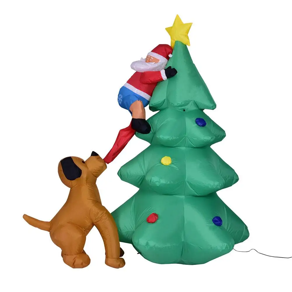 1,8 м Рождественский Декор 6 футов Забавный надувной Санта Клаус скалолазание на рождественскую елку гоняется за собакой новогодние вечерние украшения US Plug