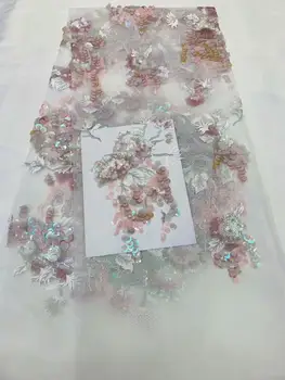 

high quality pink french mesh fabric sequins nigerian swiss lace fabrics for fabric FD-1031