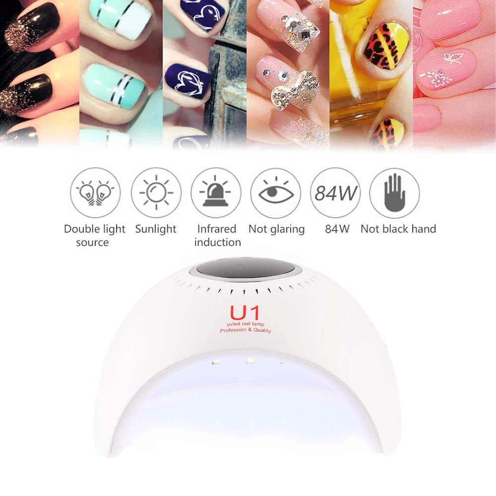 Manooby 84W Nail Dryer LED Nail 42PCS LED Polish Curing With 30s/60s/120s Timer Nail