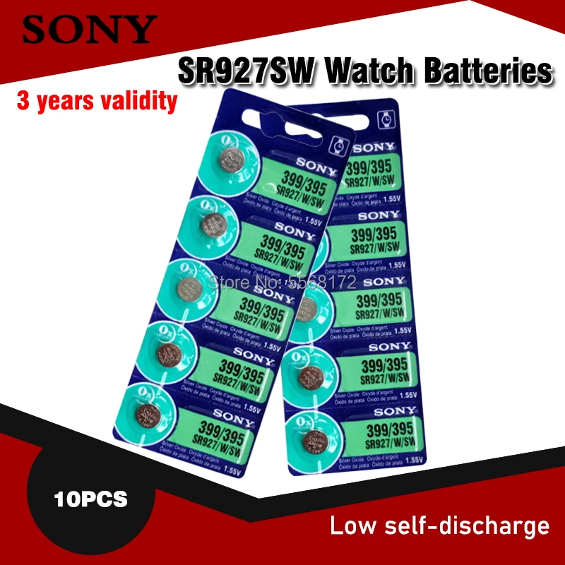 10 шт./лот Sony 100% оригинал 395 SR927SW 399 SR927W AG7 LR927 1 55 в серебряный оксид аккумулятор для