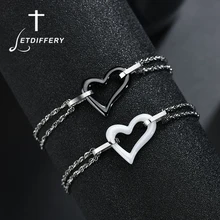 Letdiffery Винтаж керамика Сердце Браслеты никогда не выцветает нержавеющая сталь 2 слоя для женщин ювелирные изделия обручение подарки