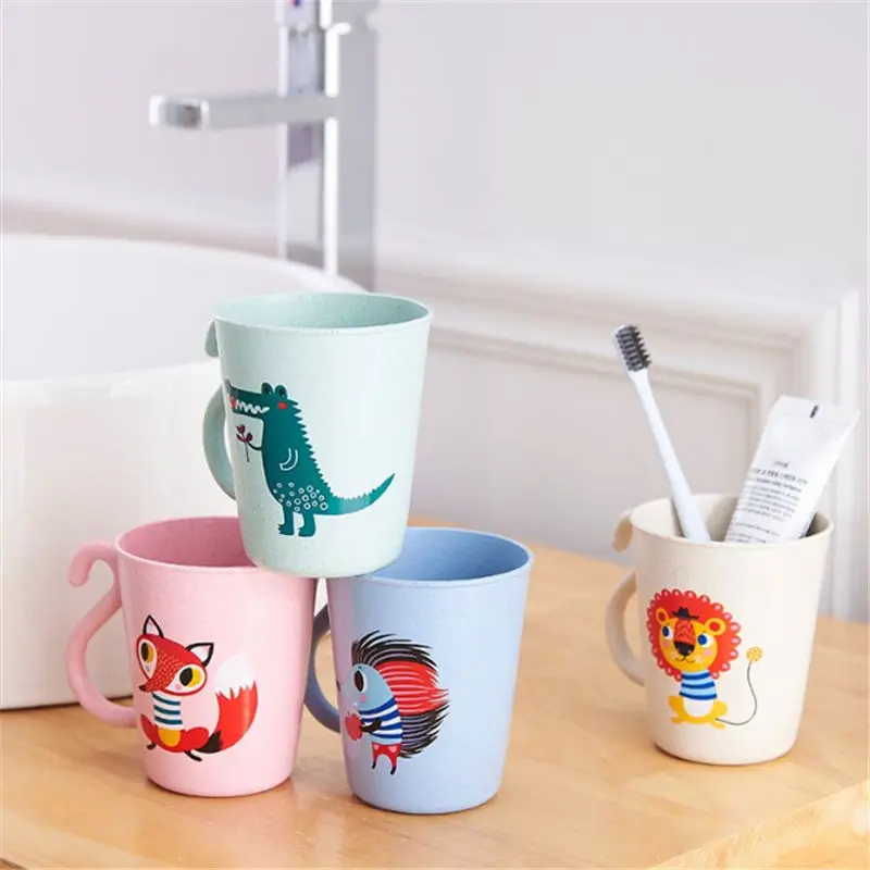 

Nordic Wheat Straw Child Animal Water Cup Portable Mouthwash Cup Toothbrush Cup Storage Organizer Cup Bathroom Sets