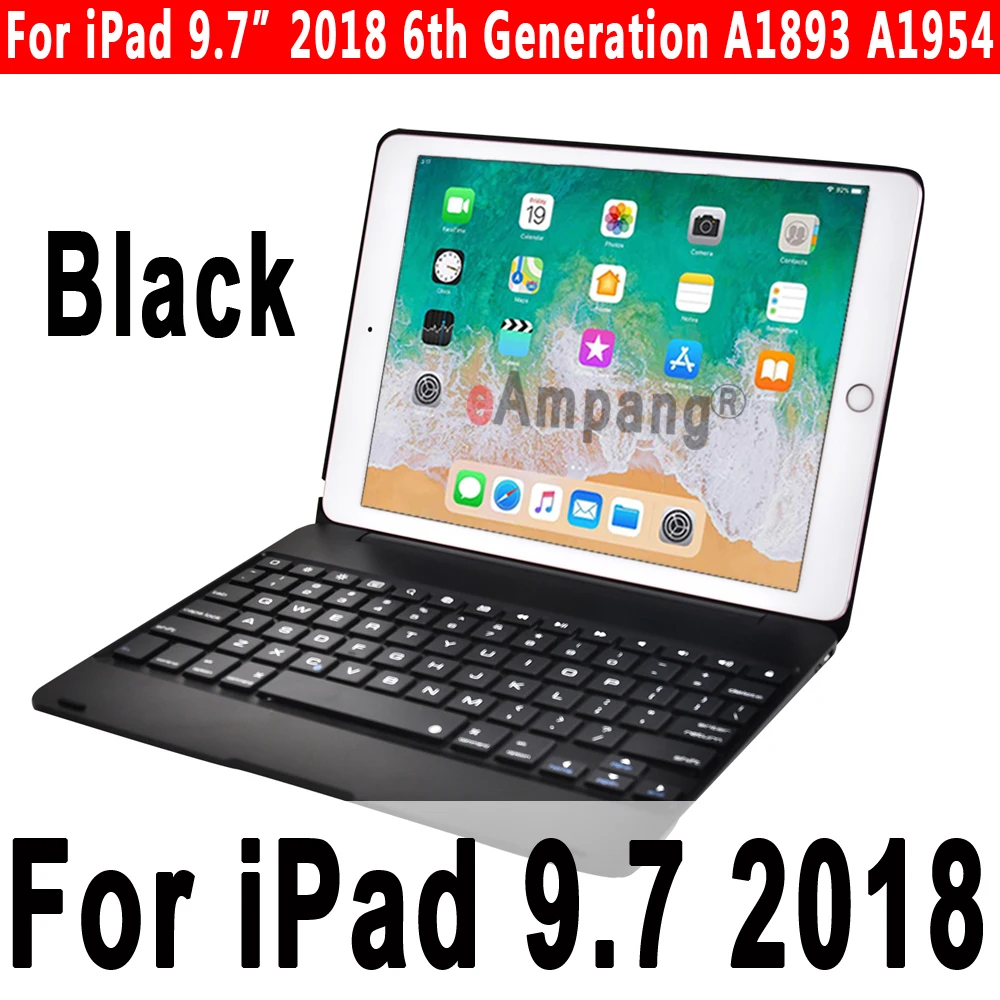 Black for 9.7 2018 Smart Keyboard чехол для Apple iPad 9,7 5th 6th поколение воздушных 1 2 Air1 Air2 Pro 9,7 A1893 A1954 A1822 A1823+ Защитная пленка+ ручка - Цвет: Black for 9.7 2018