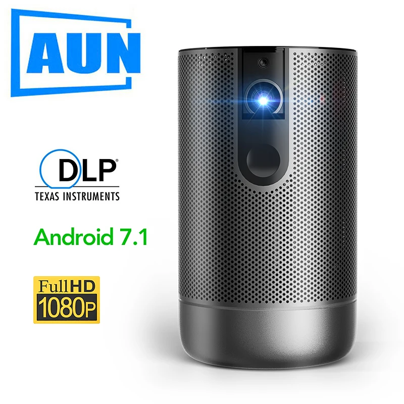 Full HD проектор D9 Android(2 ГБ + 16 Гб) WIFI батарея лазерный AUN 3D DLP мини-проектор 1920x1080P для