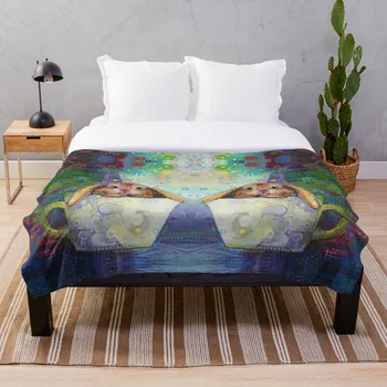 

Bunny in a Teacup Painting 2010 Blanket Wool Flannel Plush Blanket Bedspread For office Sherpa Blanket Couch Quilt Cover Travel