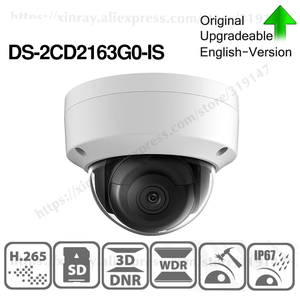 Hikvision Original6mp IP камера DS 2CD2163G0 I IS мини купольная сетевая слот для sd карты поддержка