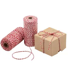 1 рулон, 100 м, смешанные, двухцветные, Бейкер шпагат, хлопковая веревка для самостоятельной упаковки подарков, скрапбукинг, веревка для украшения свадьбы, дня рождения, вечеринки