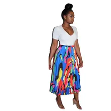 Европейский дизайн, сексуальная юбка, женская летняя юбка с высокой талией и принтом, женские сексуальные плиссированные юбки, женские элегантные DM5075