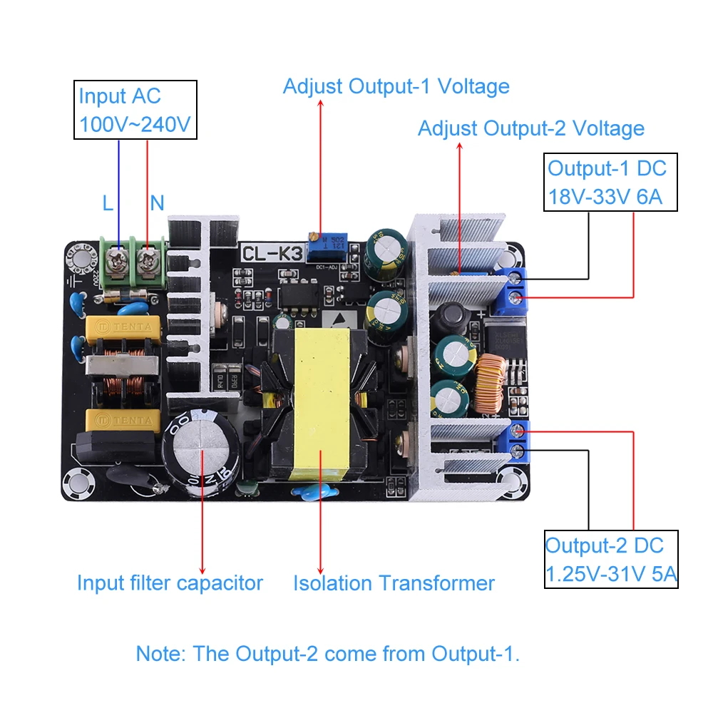 AC-DC Switching Power Supply Module Converter Dual Output AC 100V-260V to 5V 12V