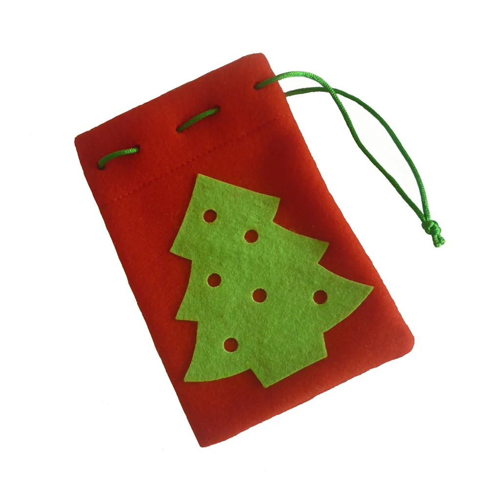 6pcs Christmas Candy Pouch Portable Bag Tree Design Lovely Gift Bag Treat Bags Party Supplies for Festival Christmas Gathering