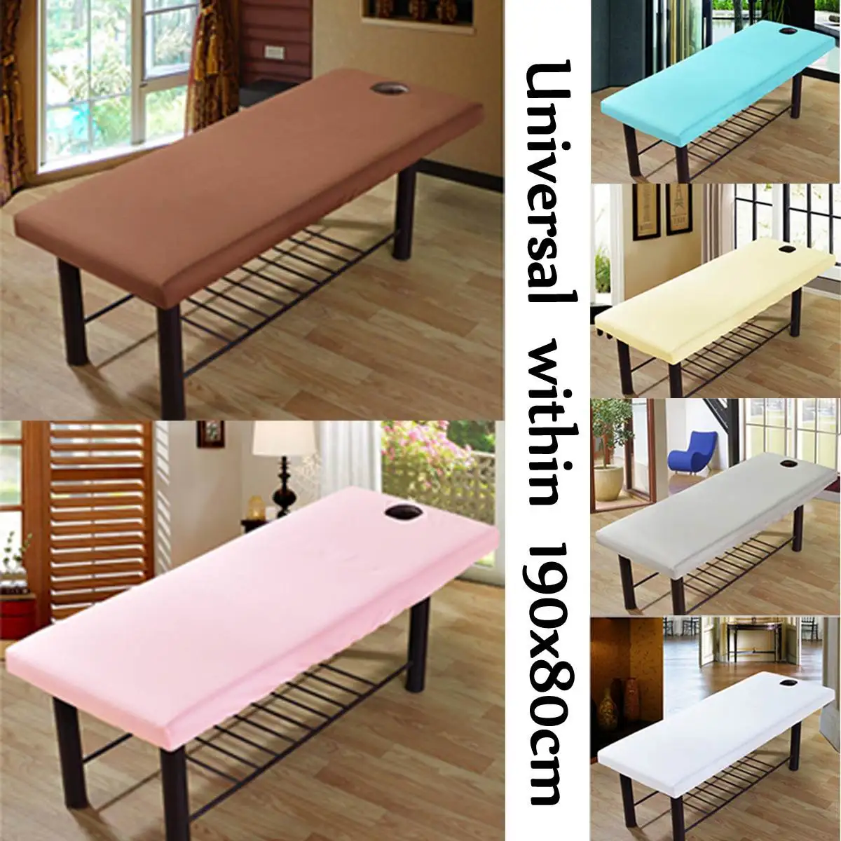 Universal Soft Elastic Fitted Bed Cover, Beauty Salon Massage Sheet, Body SPA Treatment Bedsheet with Hole, Sabanas Para Cama 2