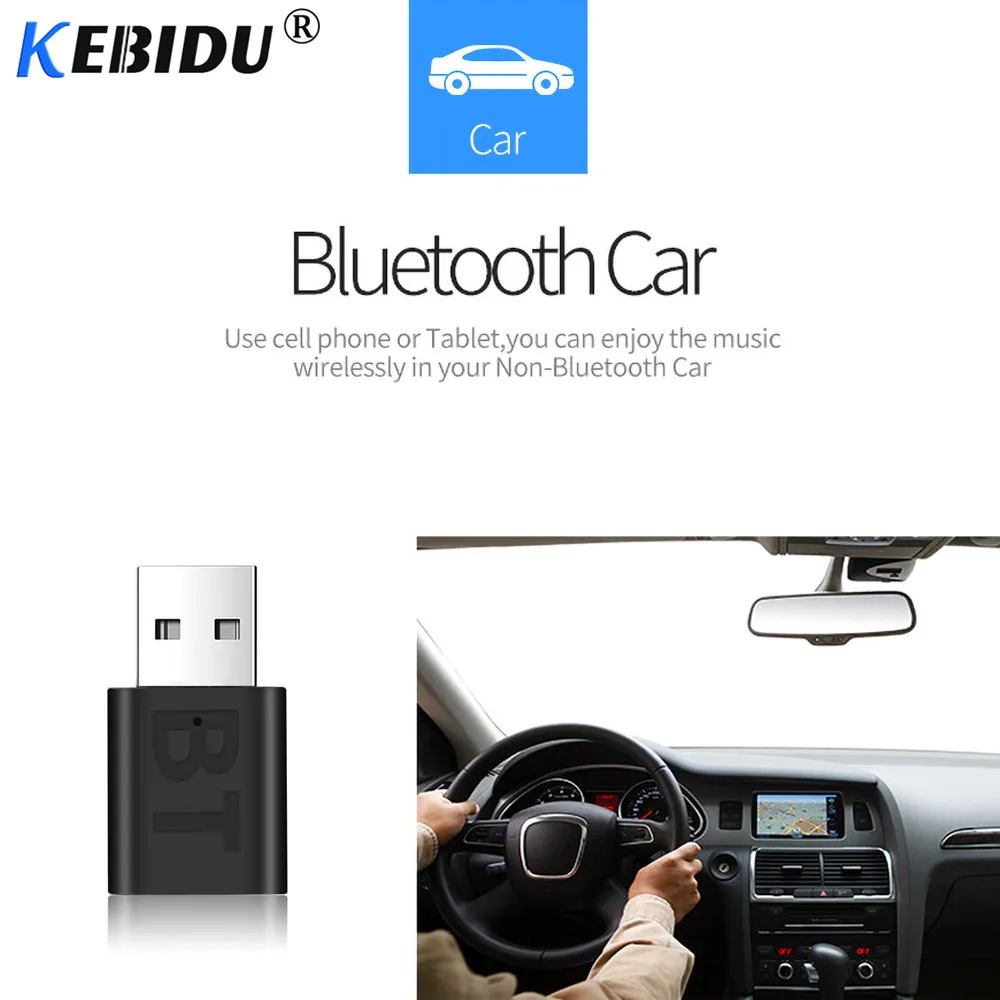 

Kebidu Car Bluetooth 5.0 Audio Adapter Receiver Wireless Music 3.5mm AUX Jack Audio Receptor USB Mini For Auto Radio Stereo