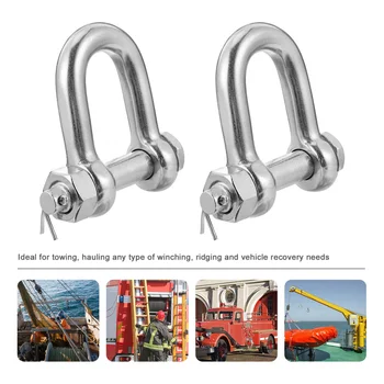 

2pcs Stainless Steel Shackle Metal Shackle Lifting Shackle D-Shaped Shackle