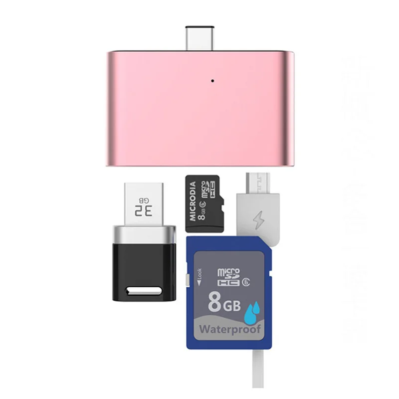 

Type-c Hub Multifunction Card Reader Otg Phone Card Reading 4 In 1 SD/TF Memory Card U Disk USB3.1 Type C To USB2.0 Readers