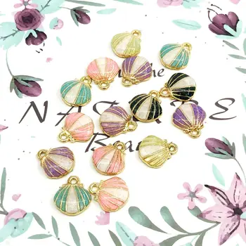 

10pcs/lot 12*13mm Mini Small Pearlescent Color Shell Enamel Charms DIY Jewelry Finding Accessories Pendants Fit Bracelet Earring