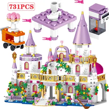 

731PCS Magical Ice Castle Bricks Princess Series Castle Building Blocks Compatible Girls Friends Educational Toys For Children
