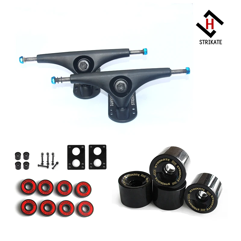 strikate-7inch-longboard-truck-shr85a-bushing-black-wheels-abec-11-pro-bearing-kit-skateboard-parts