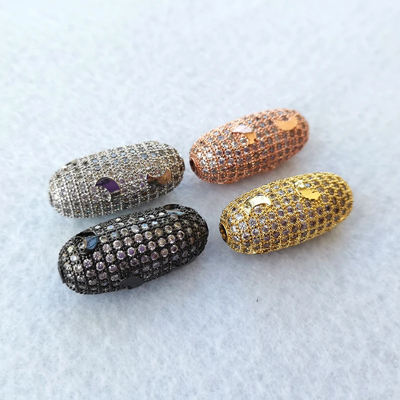 1 шт. кубический цирконий камень микро Pave Oval форма соединитель для бисера