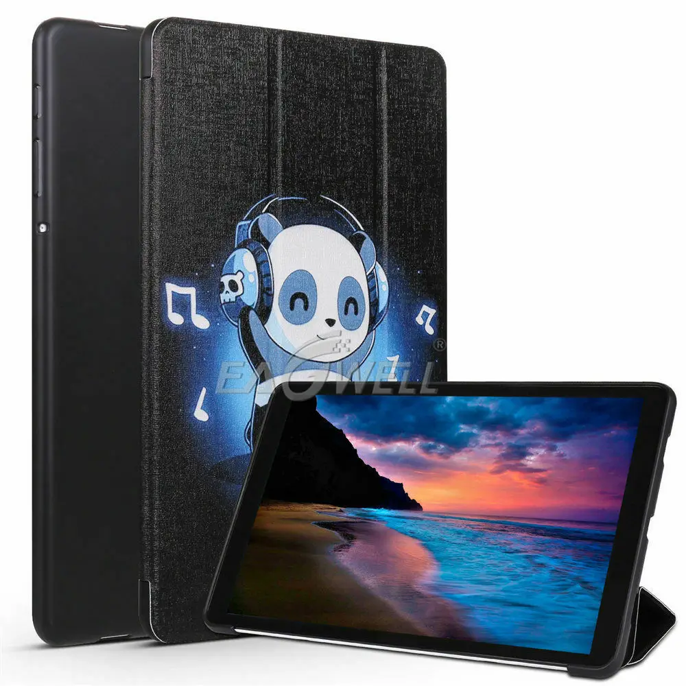 Кожаный чехол для планшета с принтом для samsung Galaxy Tab A 10,5 SM-T590 T595 T597, ультратонкий противоударный трехслойный чехол-подставка - Цвет: Music panda
