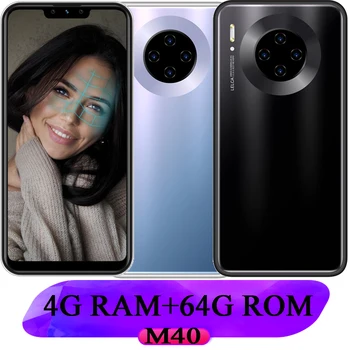 

M40 smartphones 4G RAM 64G ROM 13MP IPS android mobile phones face ID unlocked celulares Global version 3G wifi 2SIM 6.26INCH