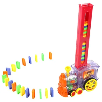 

Train Car With Sound Light Elevator Springboard Bridge Catapult Train Model Dominoes Set Automatic Domino Brick Laying Toy