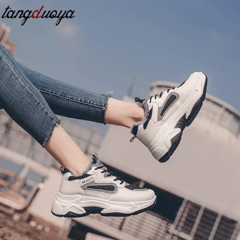 Sneakers Women Winter Running Shoes for Women Cotton Plush Mixed Colors Sport Shoes Woman Winter Shoes Women