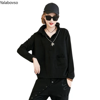 

2020 New Women's Loose Casual T shirts Solid Color Patchwork Half High Collar Tops Fashion All Match Tees For Women