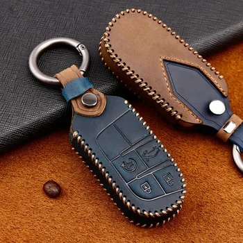 

Wear-resistant Vintage Top Layer Leather Key Case For Dodge RAM Jeep Cherokee Compass Renegade Grand-commander Smart Key