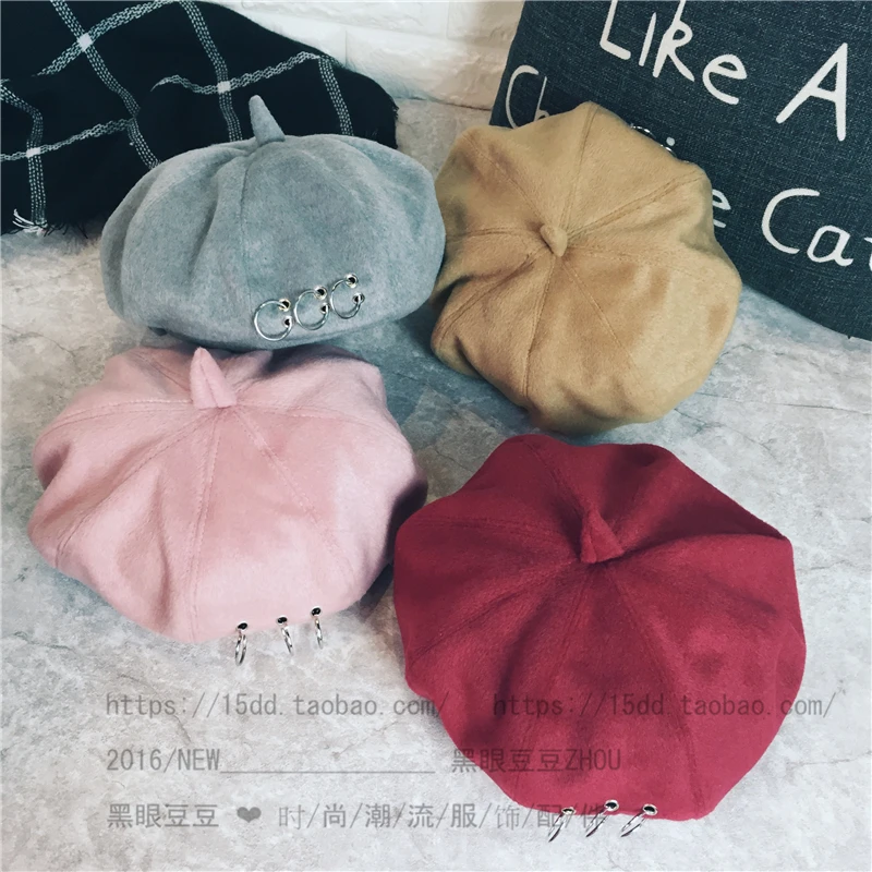 Берет, корейский стиль, стиль, Ulzzang, Крутое кольцо, художница, кепка, железный обруч, береты для женщин, Осень-зима, ретро, британский, корейский стиль