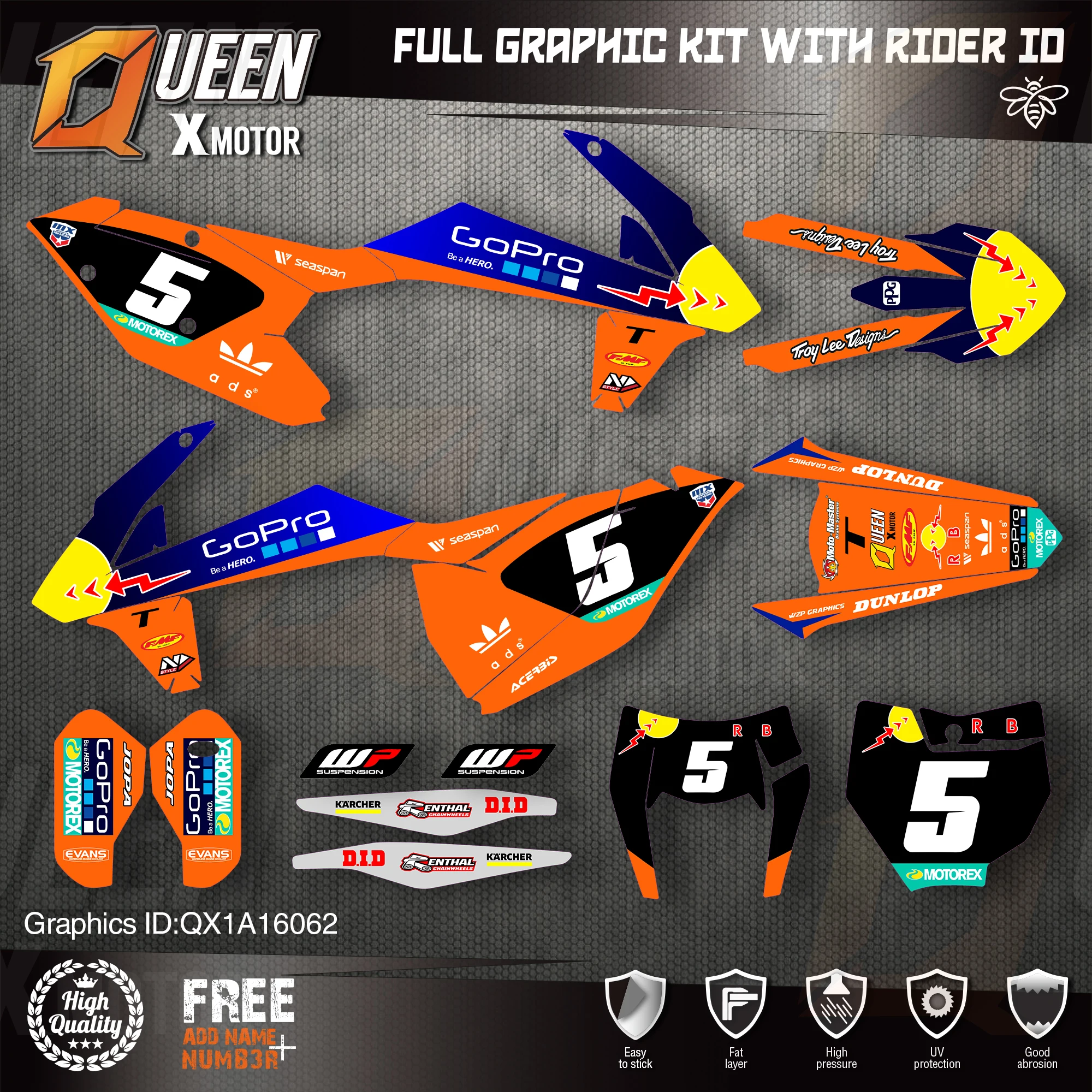 QUEEN X MOTOR Custom Team графические наклейки Набор наклеек для KTM 2016 2017 2018 SX SXF 2019 EXC Φ 062 |