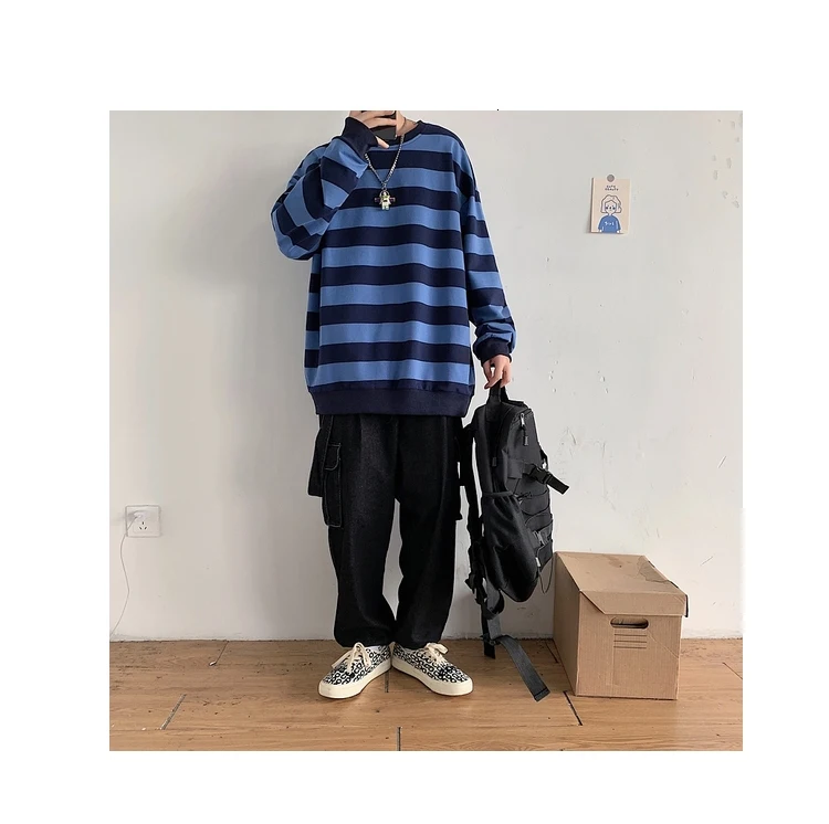 Men's 13 Color Full High-quality Coats Stripe Printing Hoodies Mens Cotton Clothes Pullover Casual Loose Sweatshirts Size M-5XL