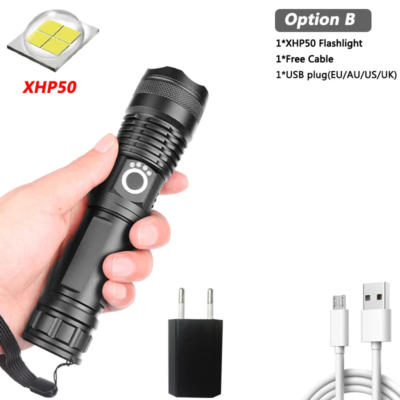 Option B Z30 яркий XHP70.2 XHP90 перезаряжаемый светодиодный светильник-вспышка, мощный фонарь, супер водонепроницаемый фонарь с зумом, охотничий светильник, 8650 или 26650 - Испускаемый цвет: Option B