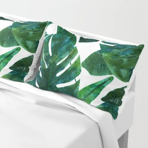 Nordic Style Double-Sided Leaves Green Plant Simple Cushion Environmental Protection Theme Waist Pillow 100% Polyester Cotton 