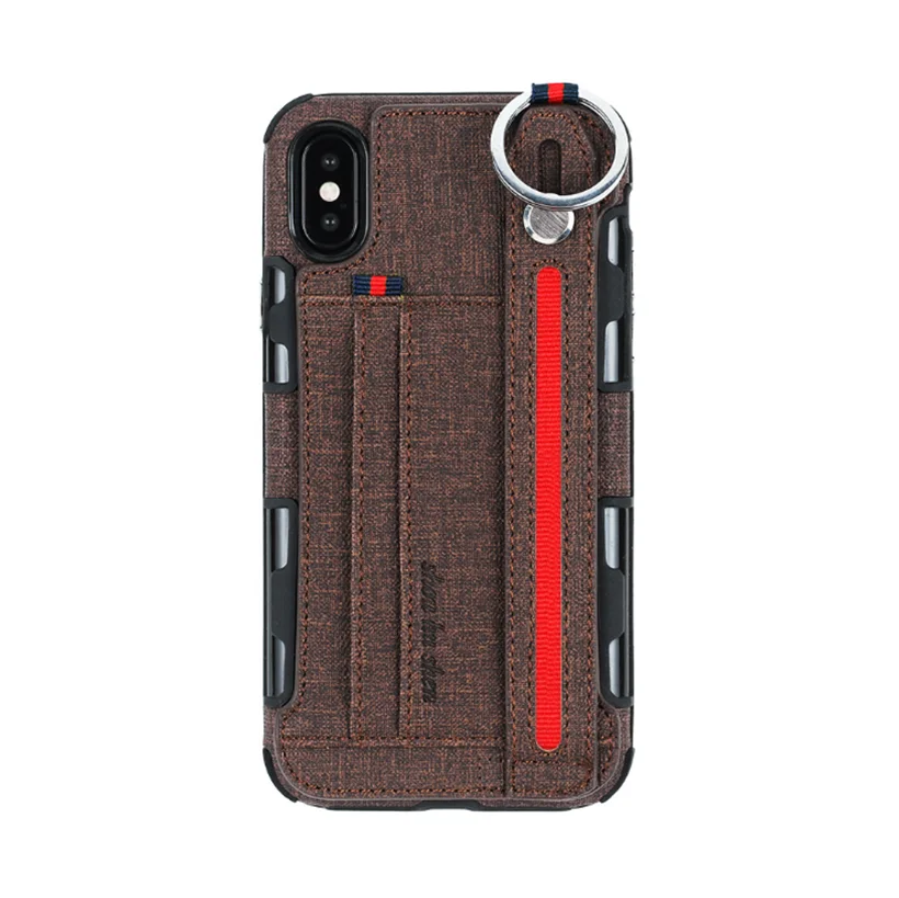 Держатель карты Браслет ТПУ задняя крышка для телефона чехол для IPhone XS MAX X Xr 6 7 8 6Plus 7Plus 8Plus - Цвет: Brown